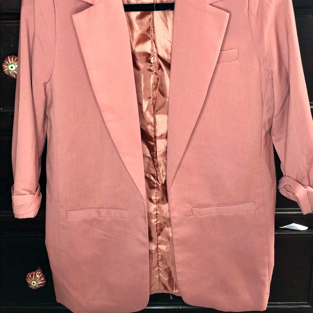 Free Hug Longline Lightweight Rose Blazer